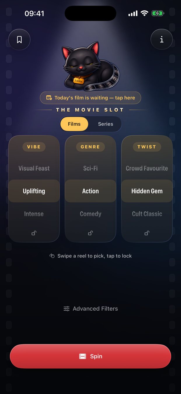 The Movie Slot main screen